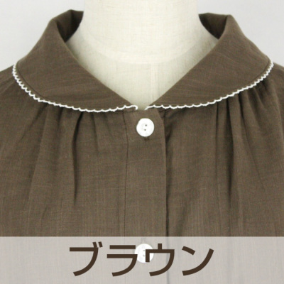 レディース パジャマ 長袖 前開き 衿付き 綿100％二重ガーゼ(ダブル