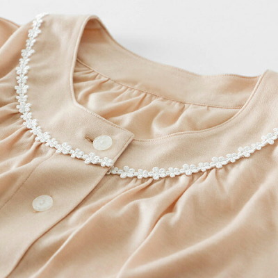 レディース パジャマ 長袖 前開き 衿なし リヨセルシルクスムース