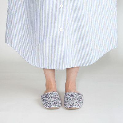 レディース ネグリジェ 長袖 前開き 衿付き 綿100％播州織