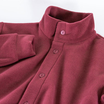 レディース パジャマ 長袖 前開き タートルネック 中厚フリース 0923